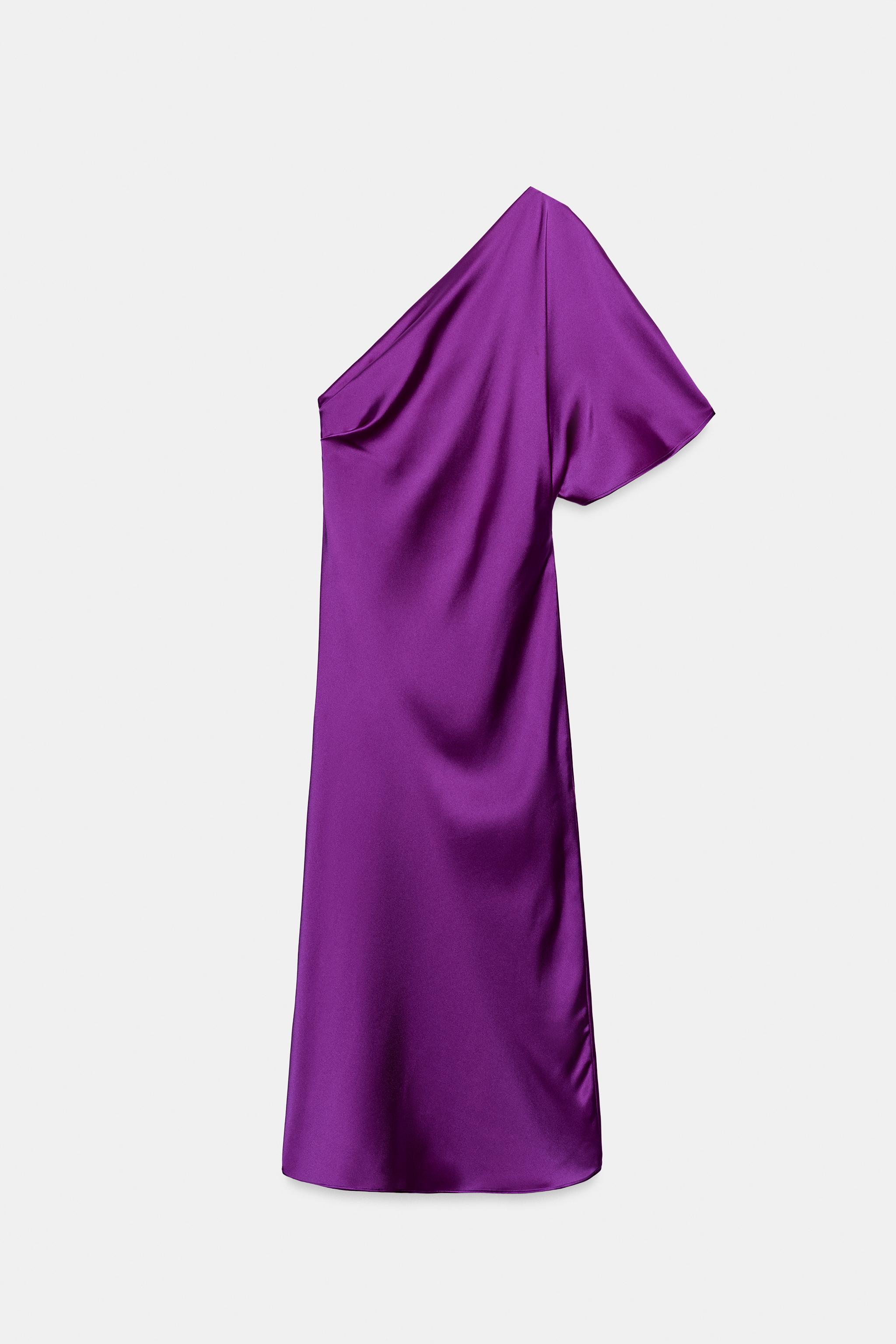 ROBE MI-LONGUE ASYMÉTRIQUE SATINÉE